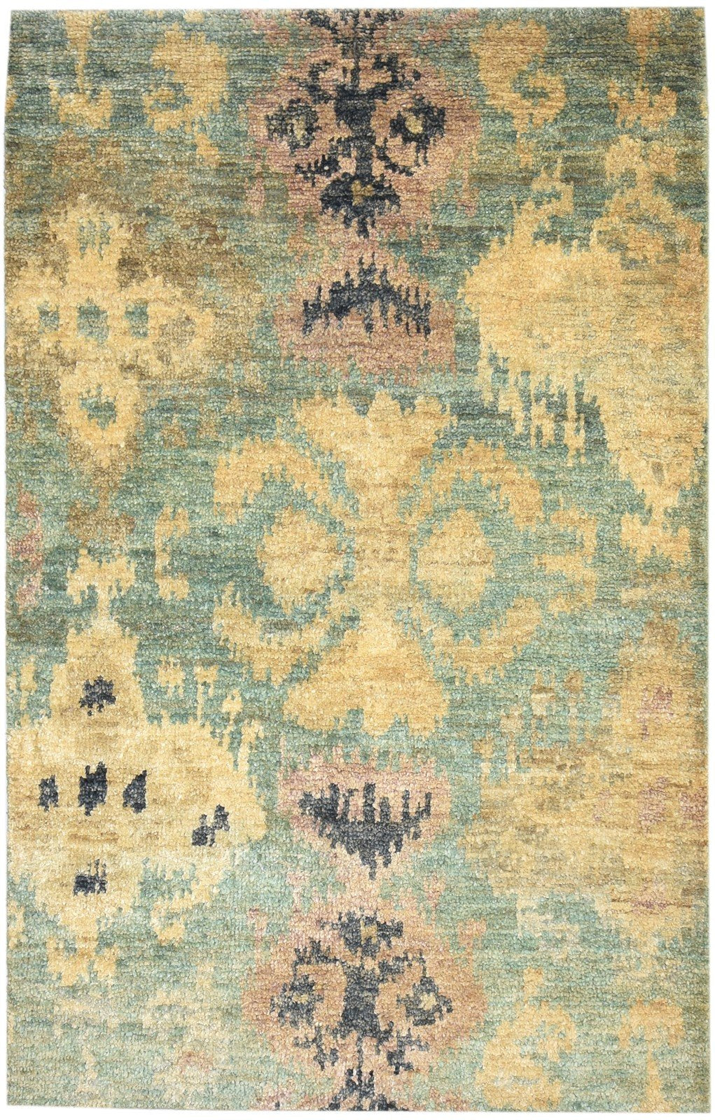 5' X 8' Rug Jute Green Persian Hand Knotted Oriental Ikat Room Size Carpet 