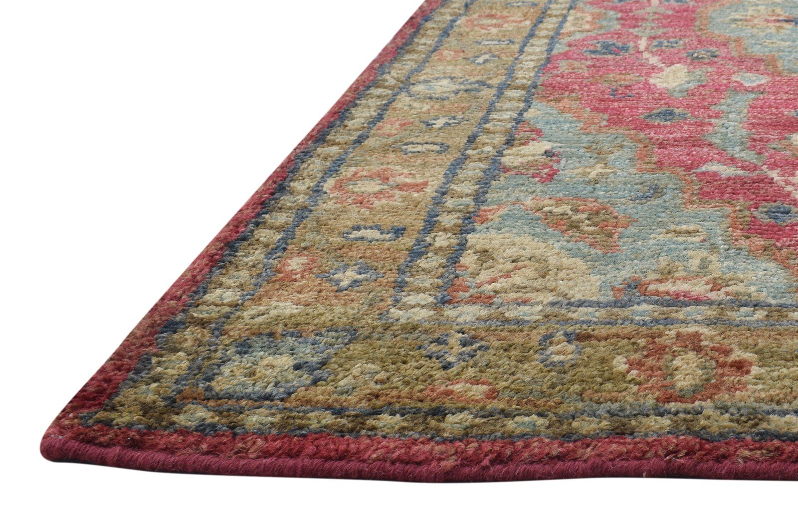 Red Jute Rug 5' X 8' Persian Hand Knotted Heriz-Indian Oriental Room Size Carpet 