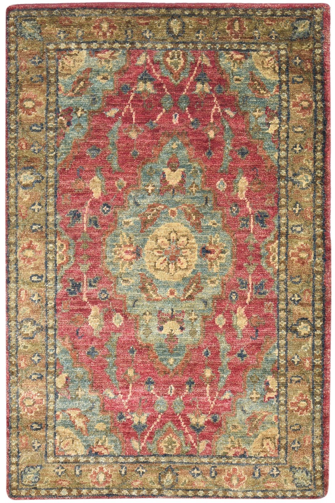 Red Jute Rug 5' X 8' Persian Hand Knotted Heriz-Indian Oriental Room Size Carpet 