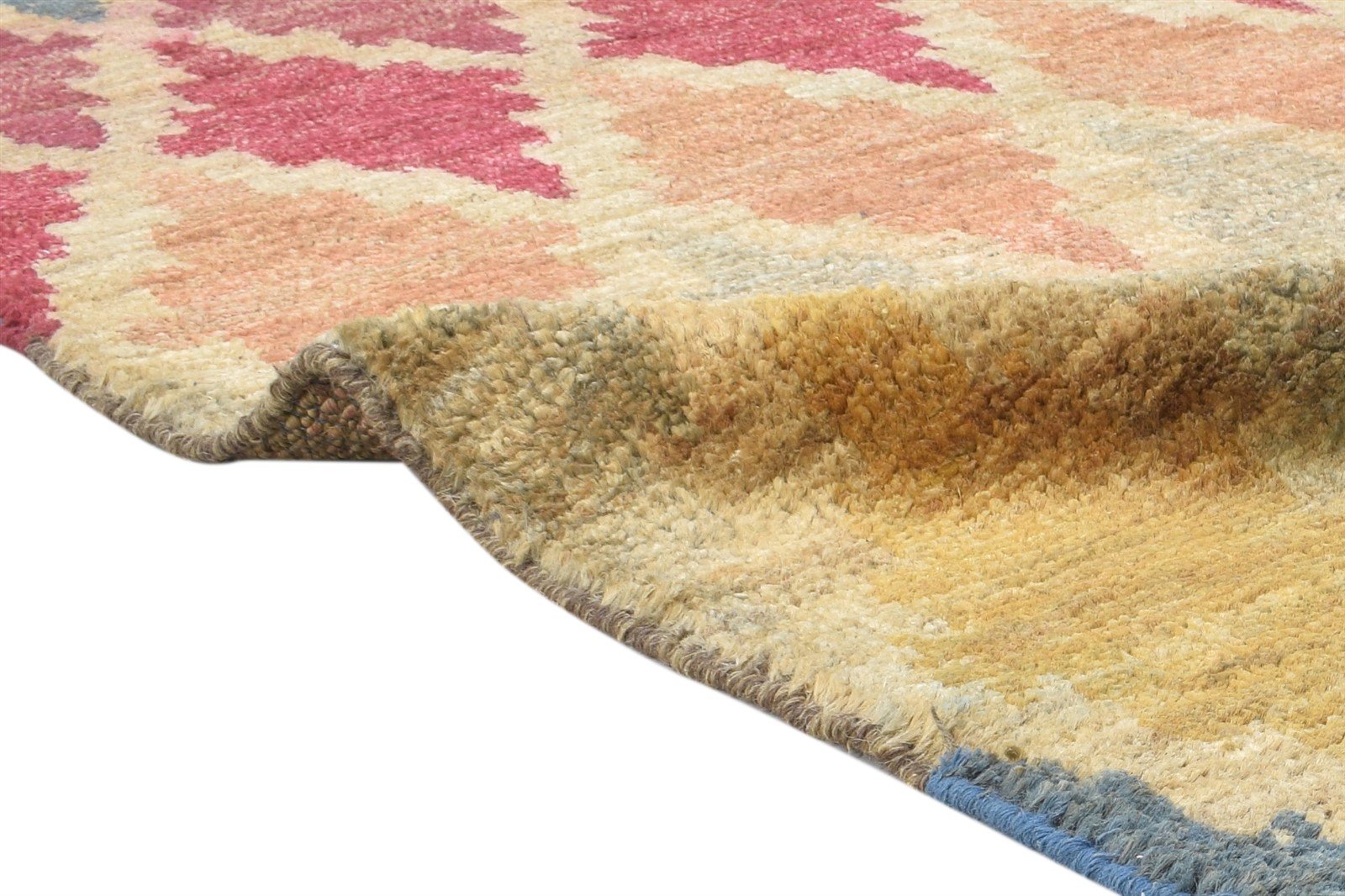 5X8 Rug Jute Multi Color Modern Hand Knotted Bohemian Diamond Room Size Carpet 