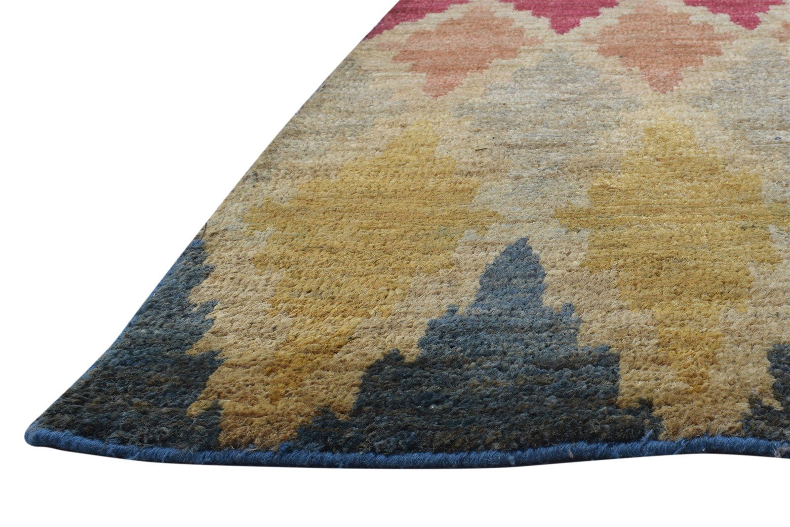 5X8 Rug Jute Multi Color Modern Hand Knotted Bohemian Diamond Room Size Carpet 