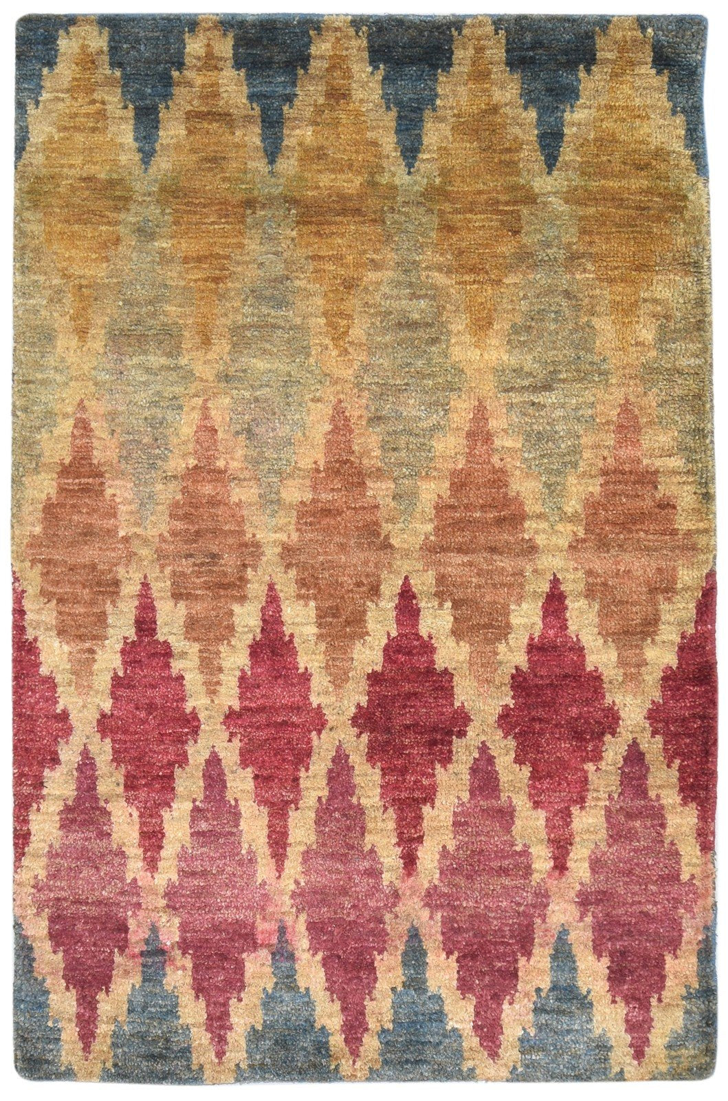 5X8 Rug Jute Multi Color Modern Hand Knotted Bohemian Diamond Room Size Carpet 