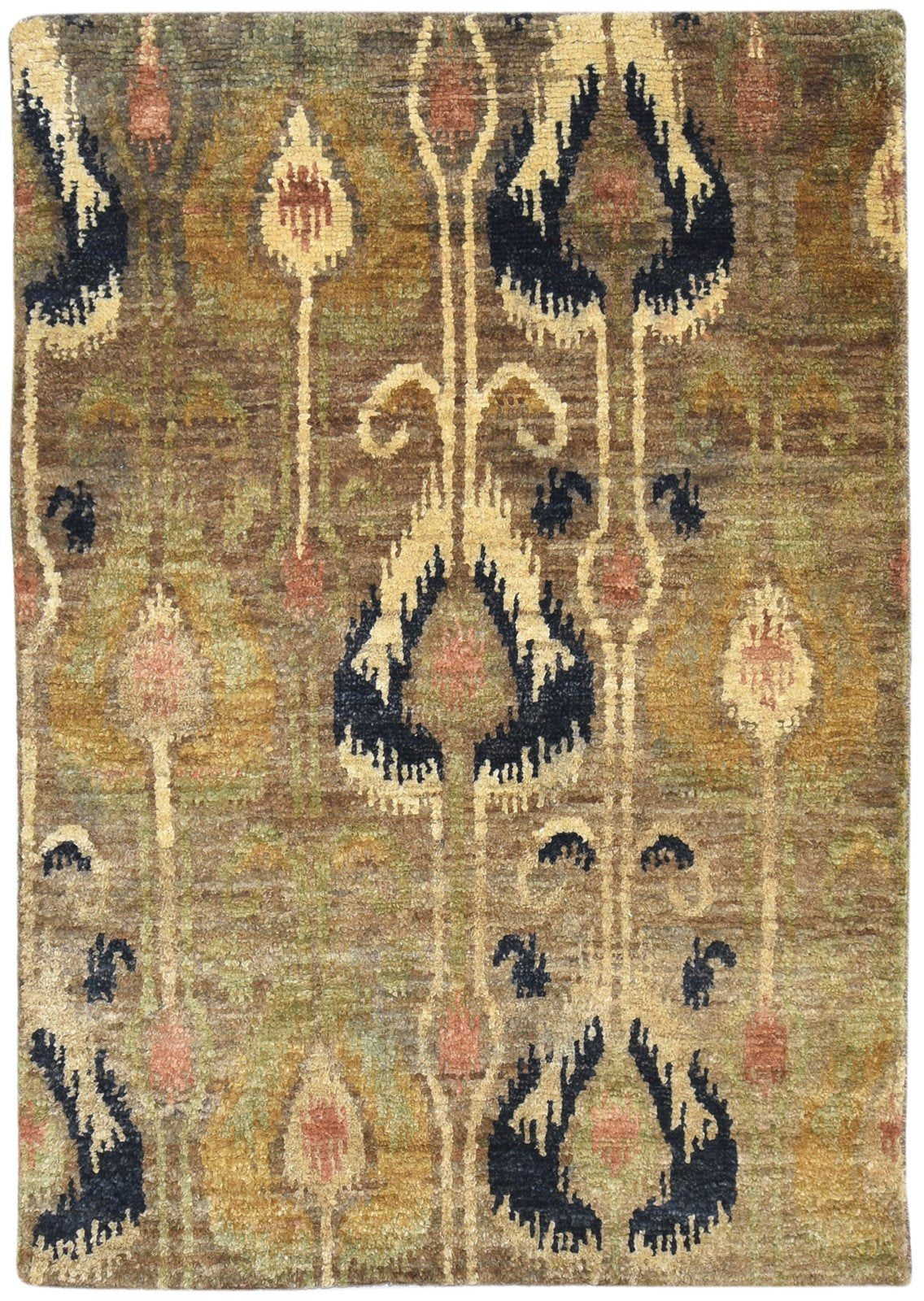 Hand Knotted Brown Jute Rug 5' X 7' Persian Oriental Ikat Room Size Carpet 