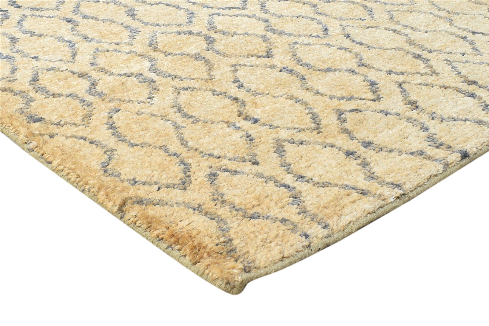 Gold Jute Rug 5X7 Modern Hand Knotted Scandinavian Honeycomb Room Size Carpet 