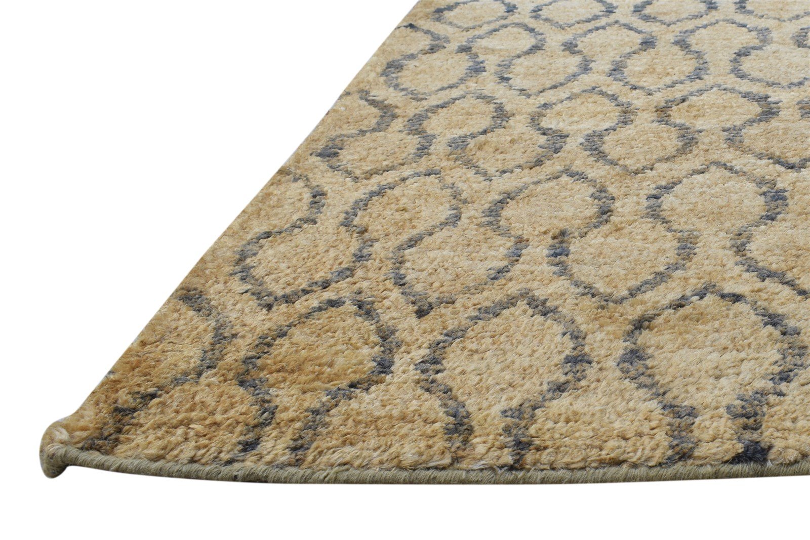 Gold Jute Rug 5X7 Modern Hand Knotted Scandinavian Honeycomb Room Size Carpet 