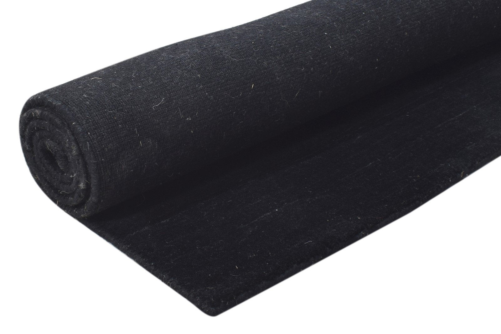 Wool Black Rug 4' X 6' Modern Handloom Scandinavian Solid Room Size Carpet 