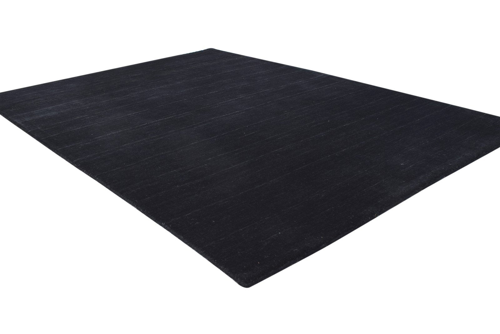 Wool Black Rug 4' X 6' Modern Handloom Scandinavian Solid Room Size Carpet 