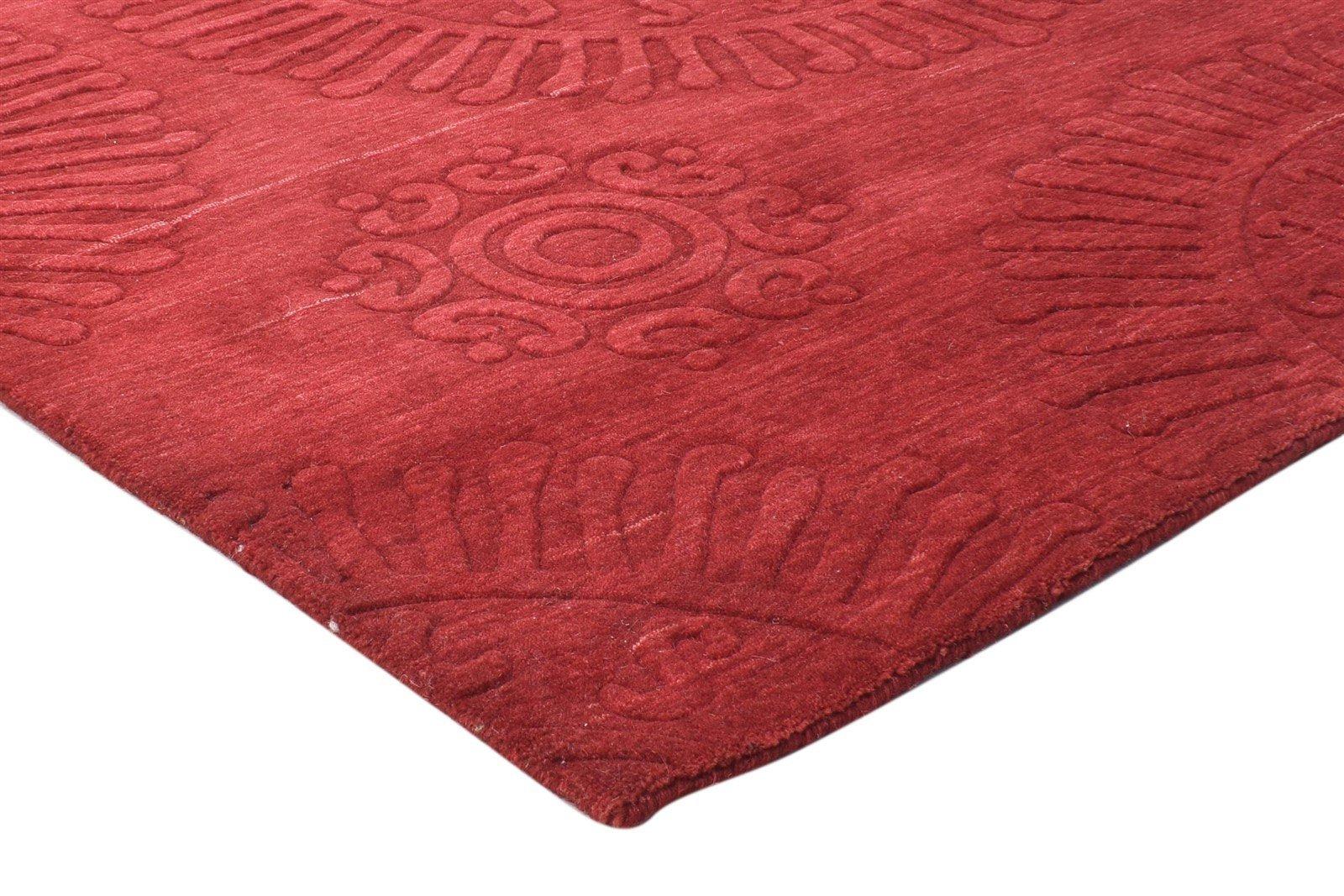 Red Wool Rug 5' X 8' Modern Handloom Moroccan Suzani Room Size Carpet 