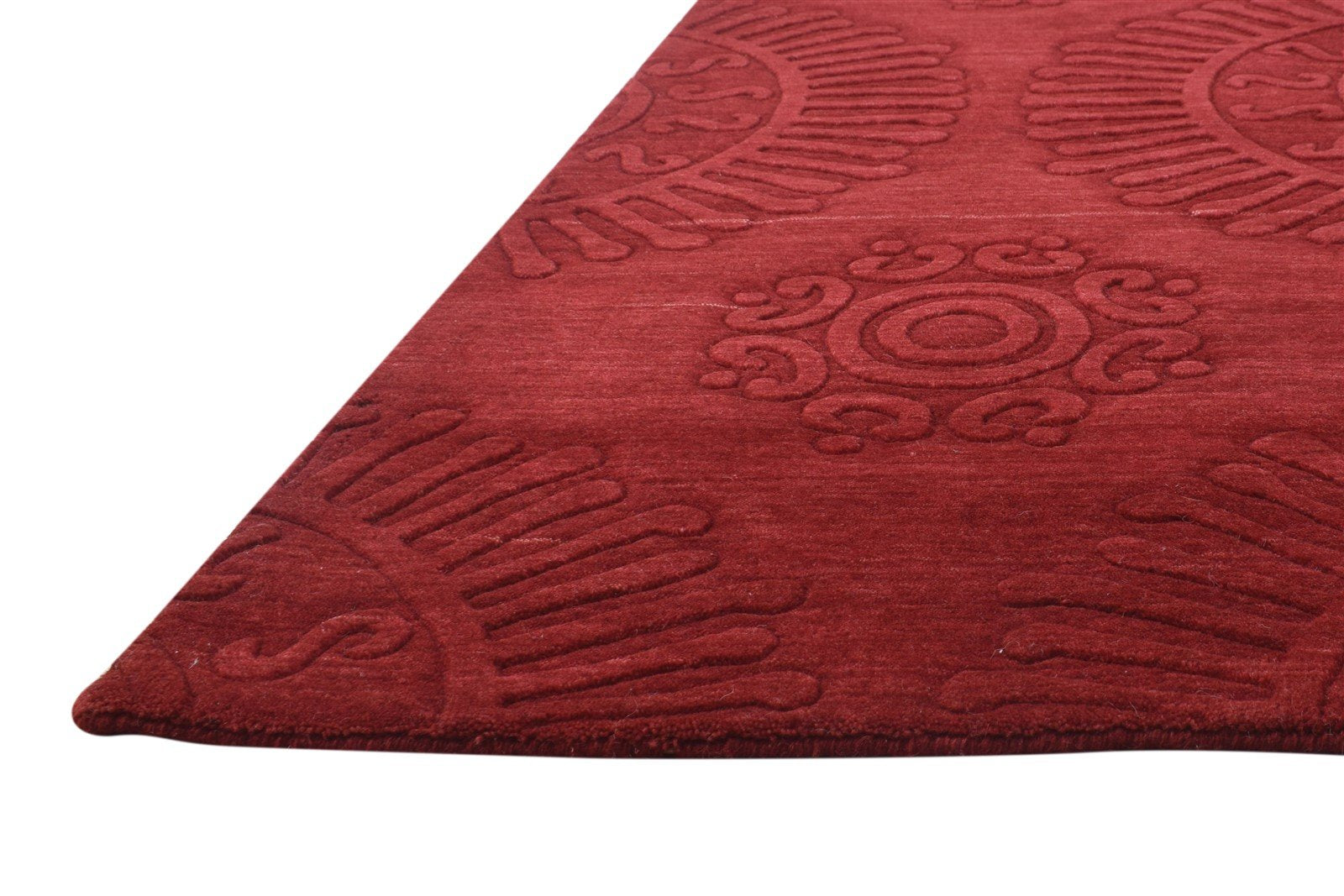 Red Wool Rug 5' X 8' Modern Handloom Moroccan Suzani Room Size Carpet 