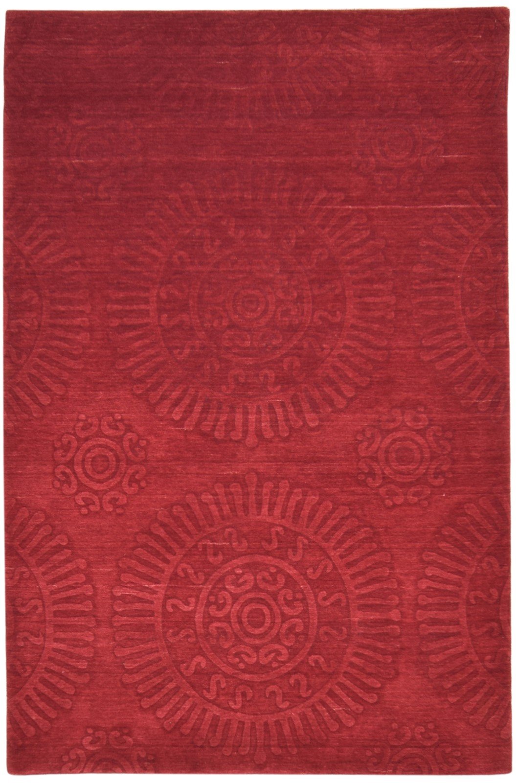 Red Wool Rug 5' X 8' Modern Handloom Moroccan Suzani Room Size Carpet 