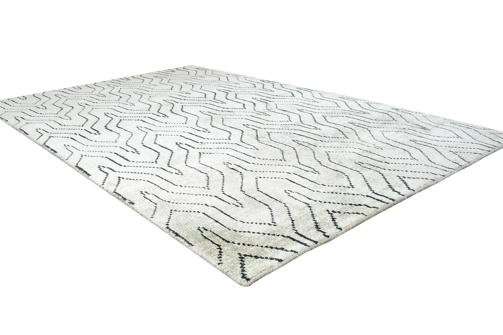 5' X 7' Rug Silk Grey Modern Hand Knotted Scandinavian Trellis Room Size Carpet 