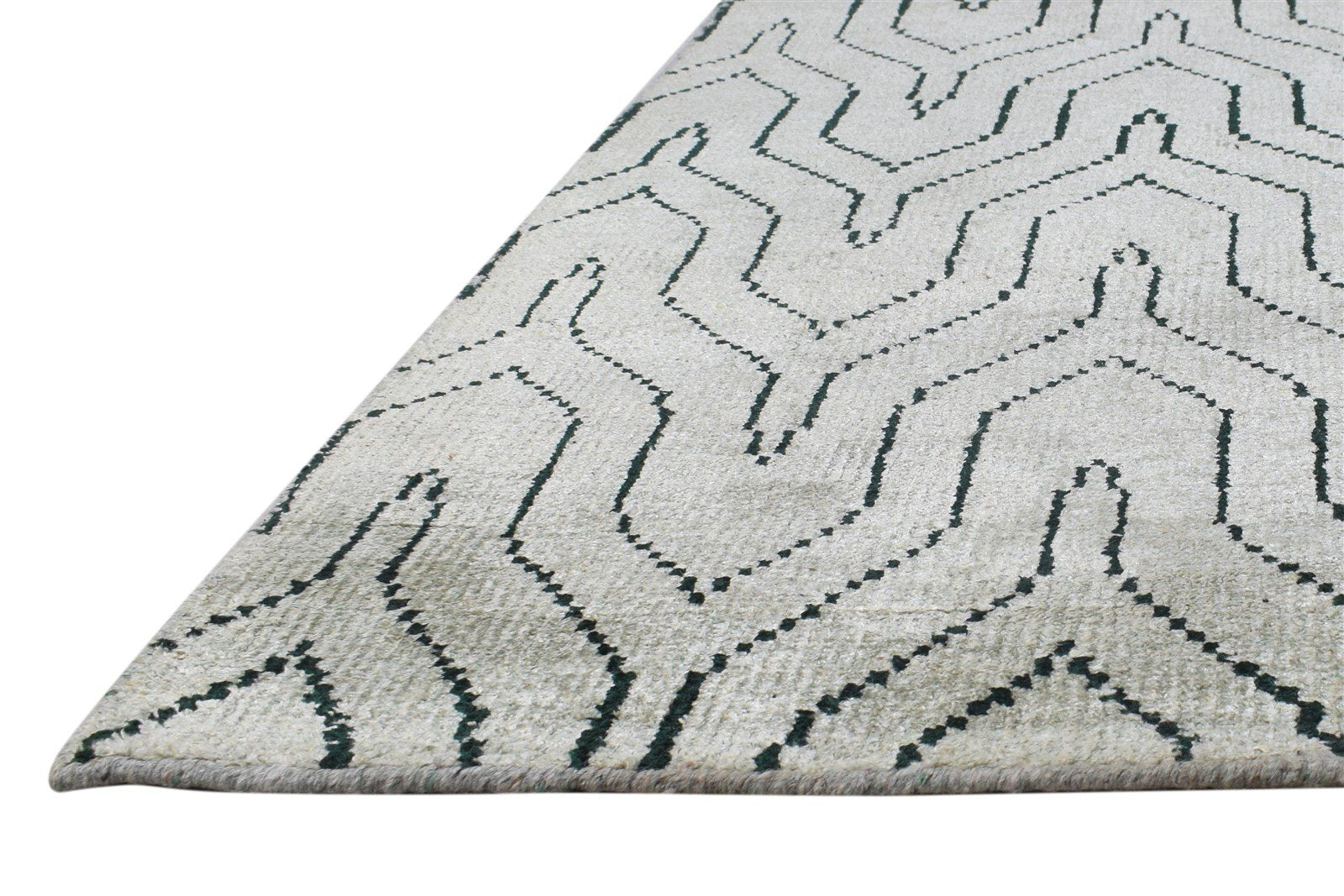 5' X 7' Rug Silk Grey Modern Hand Knotted Scandinavian Trellis Room Size Carpet 