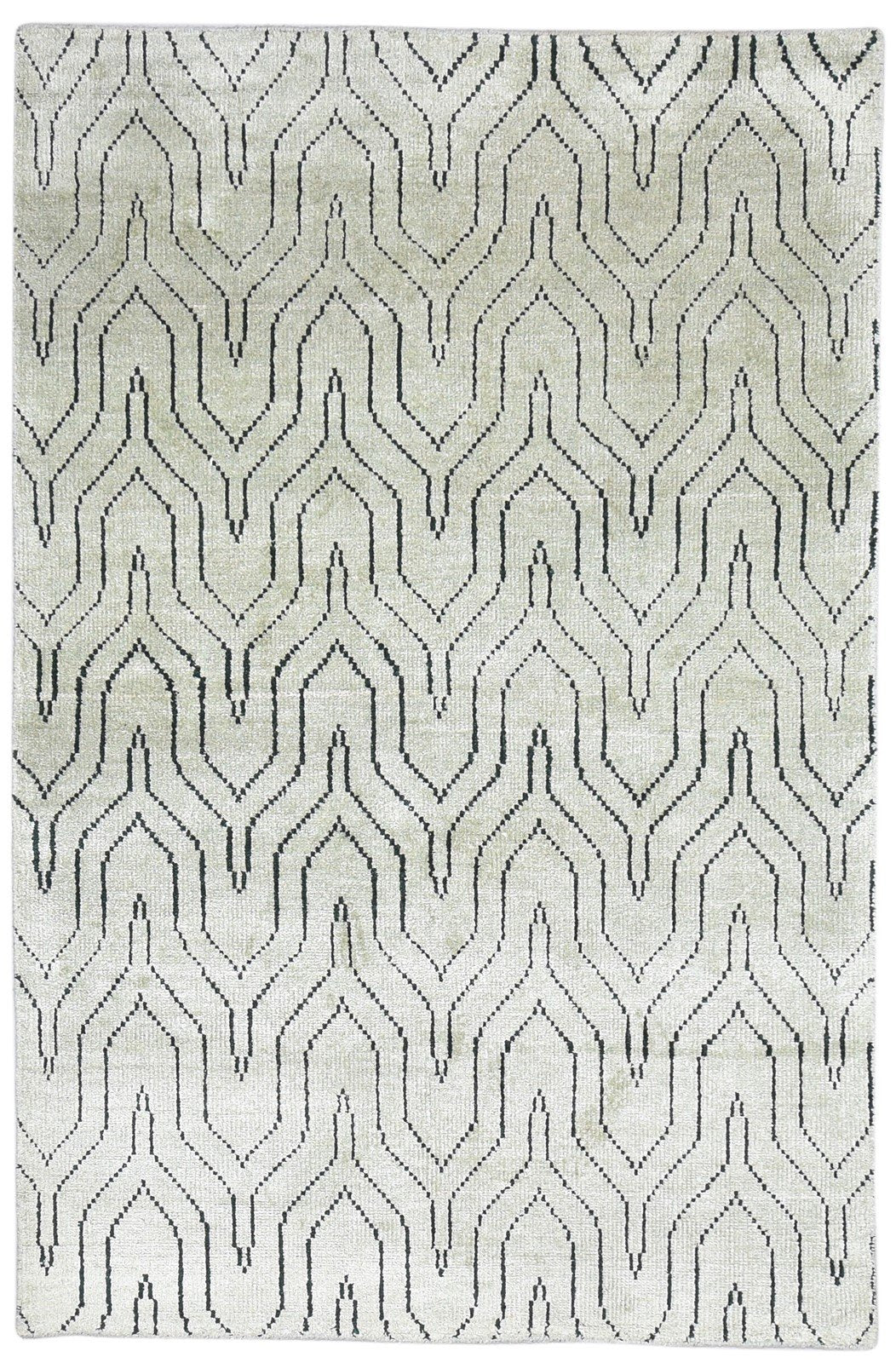 5' X 7' Rug Silk Grey Modern Hand Knotted Scandinavian Trellis Room Size Carpet 