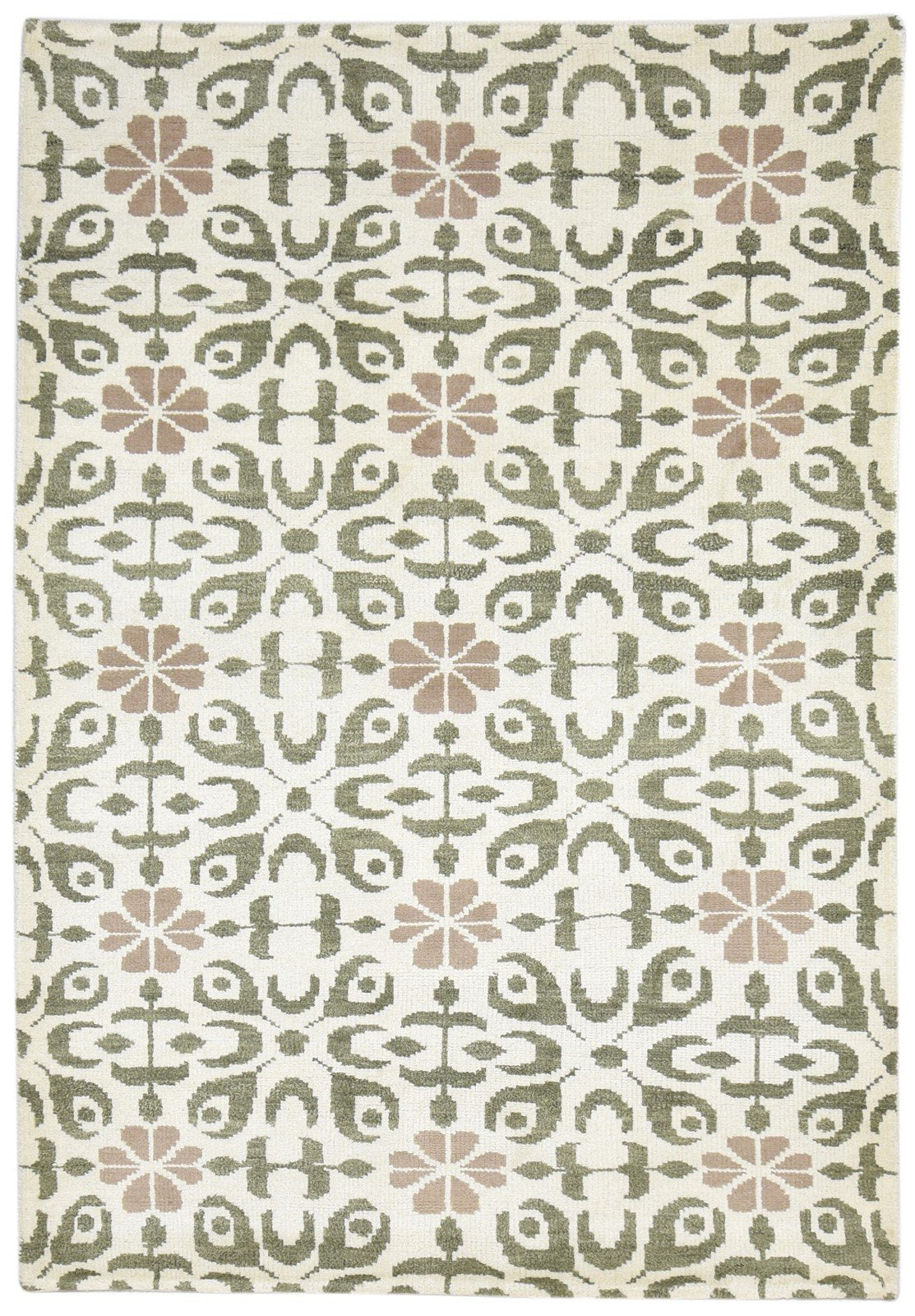 Wool Sand Rug 5' X 7' Modern Hand Knotted Scandinavian Floral Room Size Carpet 