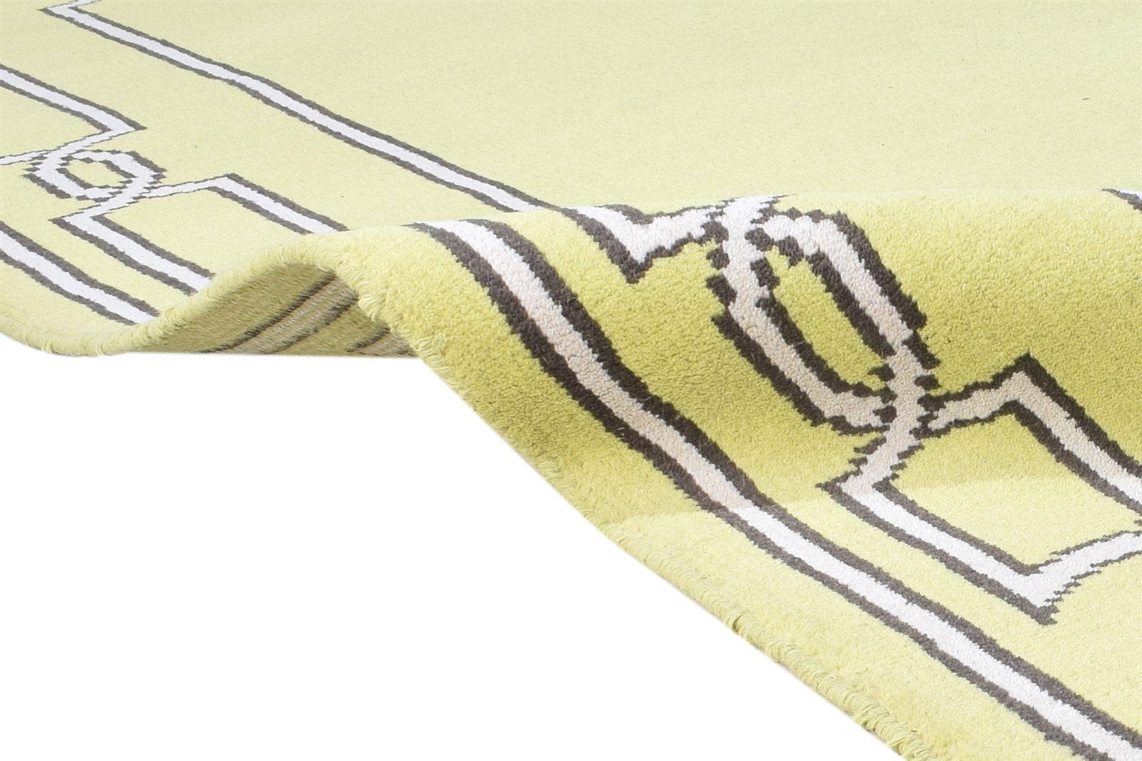 5X7 Rug Wool Green Modern Hand Knotted Scandinavian Bordered Room Size Carpet  Area Rug 