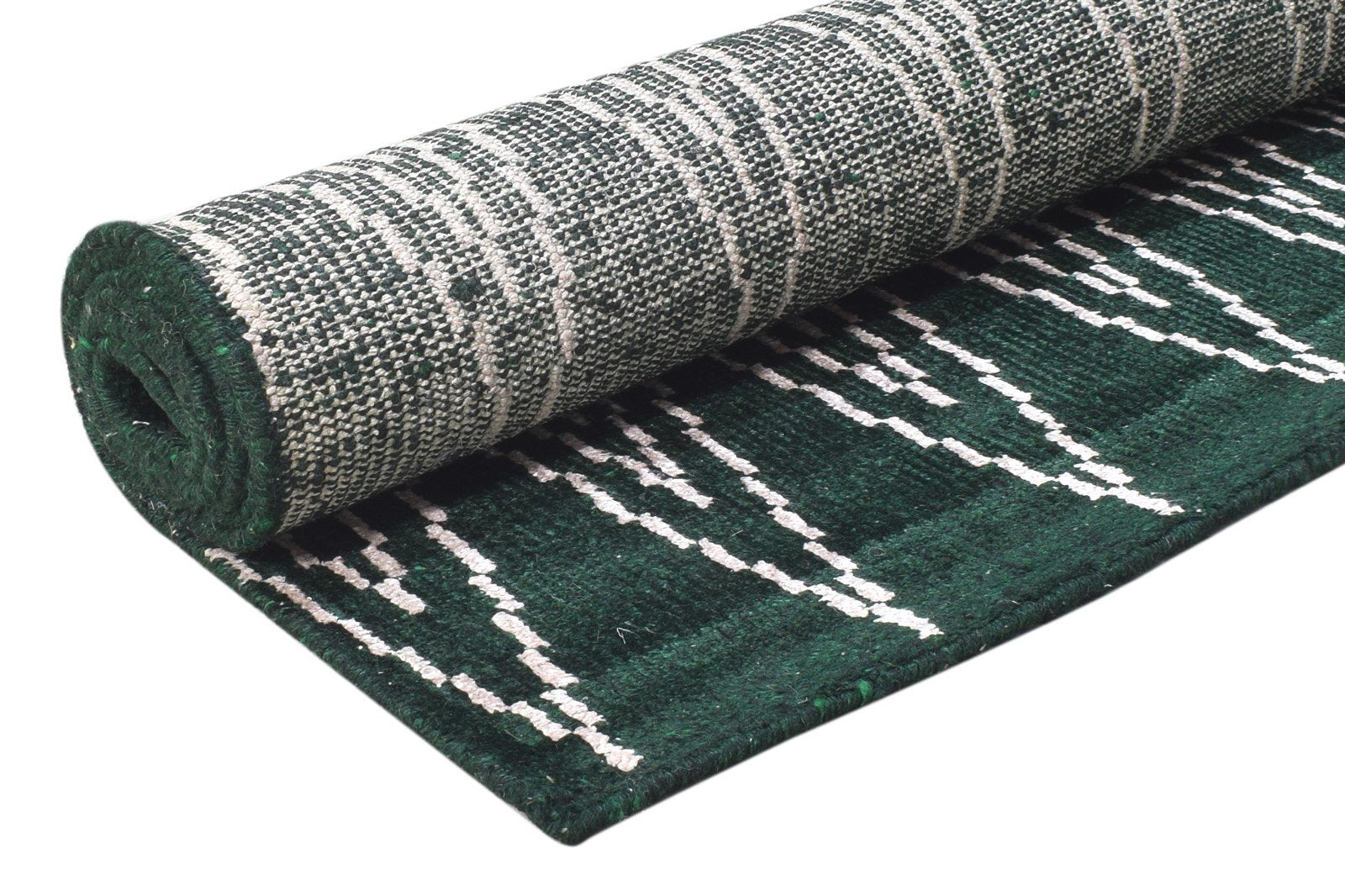 5' X 7' Rug Silk Green Modern Hand Knotted Scandinavian Chevron Room Size Carpet 