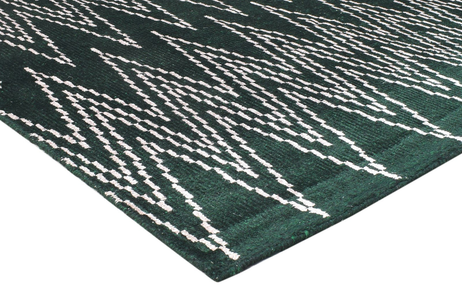 5' X 7' Rug Silk Green Modern Hand Knotted Scandinavian Chevron Room Size Carpet 