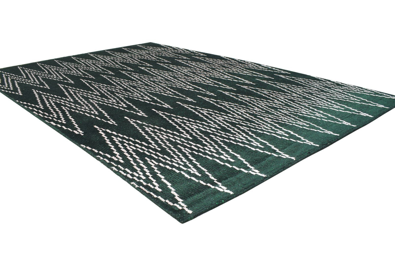 5' X 7' Rug Silk Green Modern Hand Knotted Scandinavian Chevron Room Size Carpet 