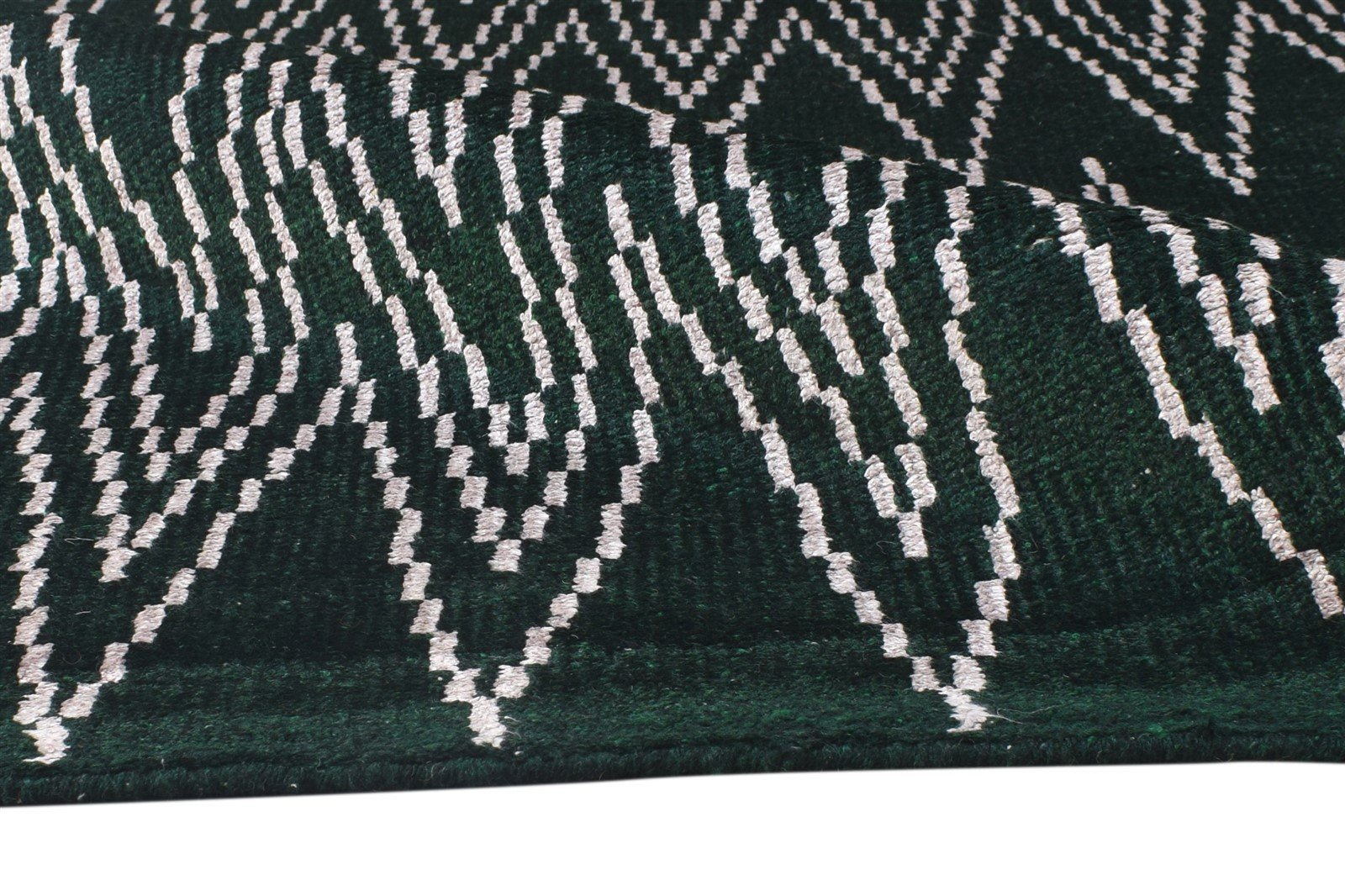 5' X 7' Rug Silk Green Modern Hand Knotted Scandinavian Chevron Room Size Carpet 