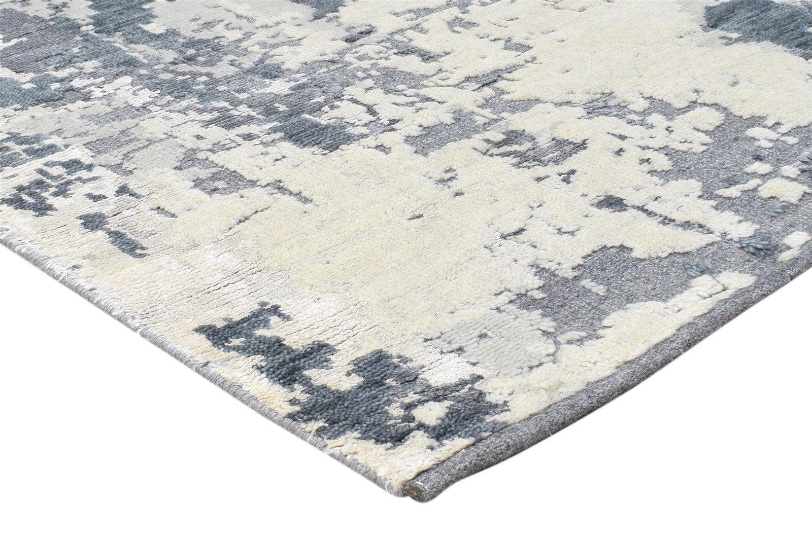 Wool Grey Rug 5' X 8' Modern Hand Knotted Indian Abstract Room Size Carpet 