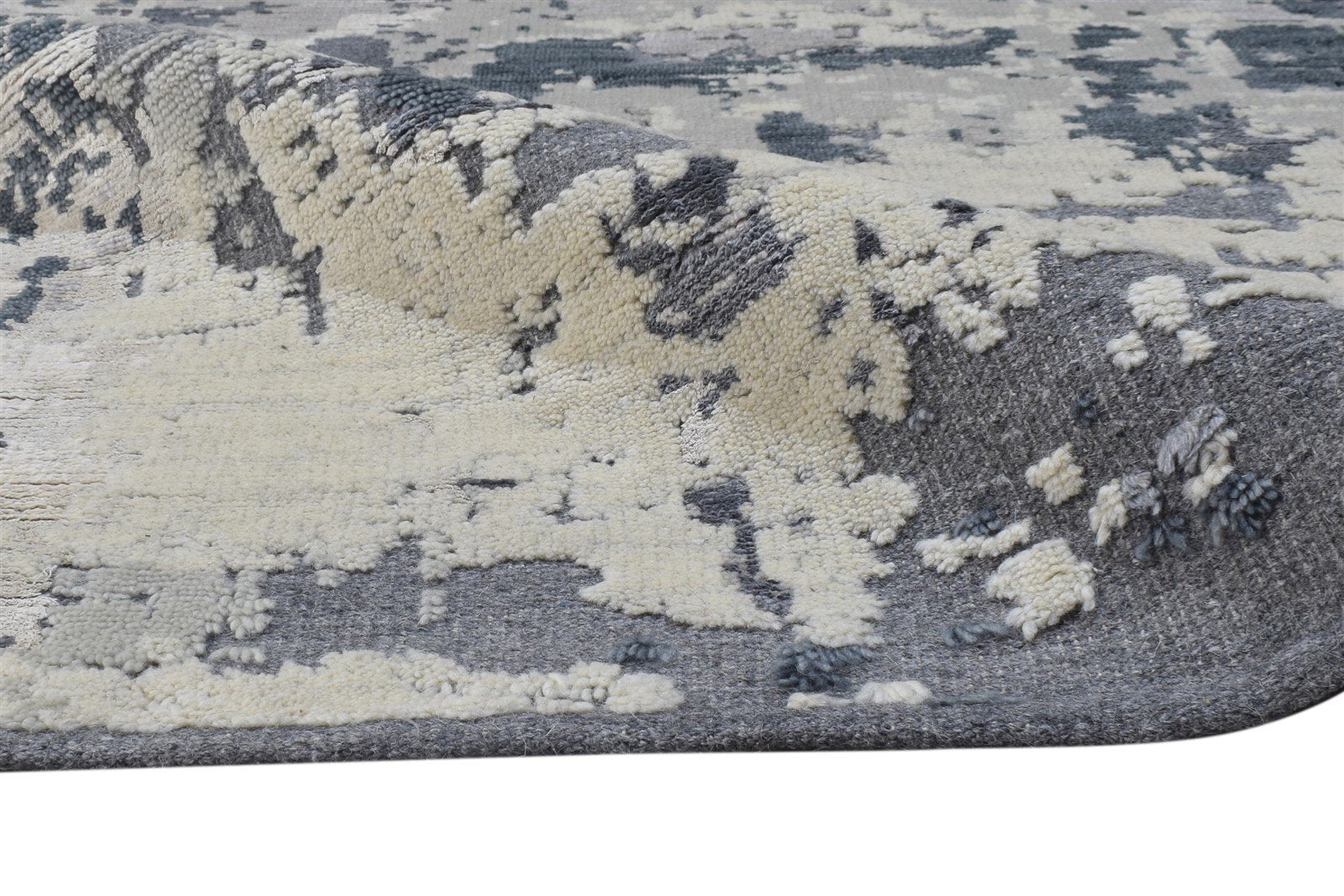 Wool Grey Rug 5' X 8' Modern Hand Knotted Indian Abstract Room Size Carpet 