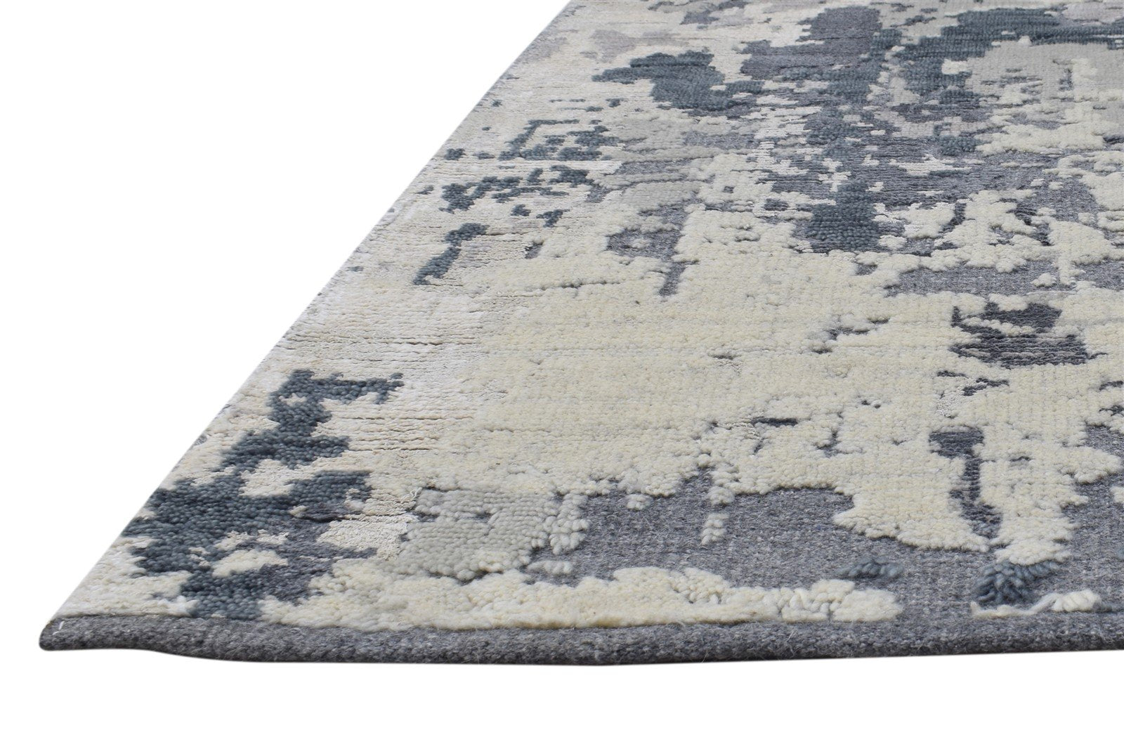 Wool Grey Rug 5' X 8' Modern Hand Knotted Indian Abstract Room Size Carpet 