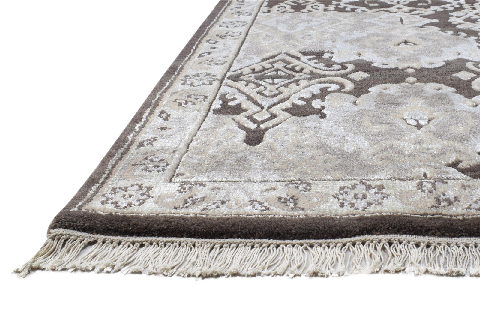 5X8 Rug Wool / Silk Brown Persian Hand Knotted Kazak Oriental Room Size Carpet  Area Rug 