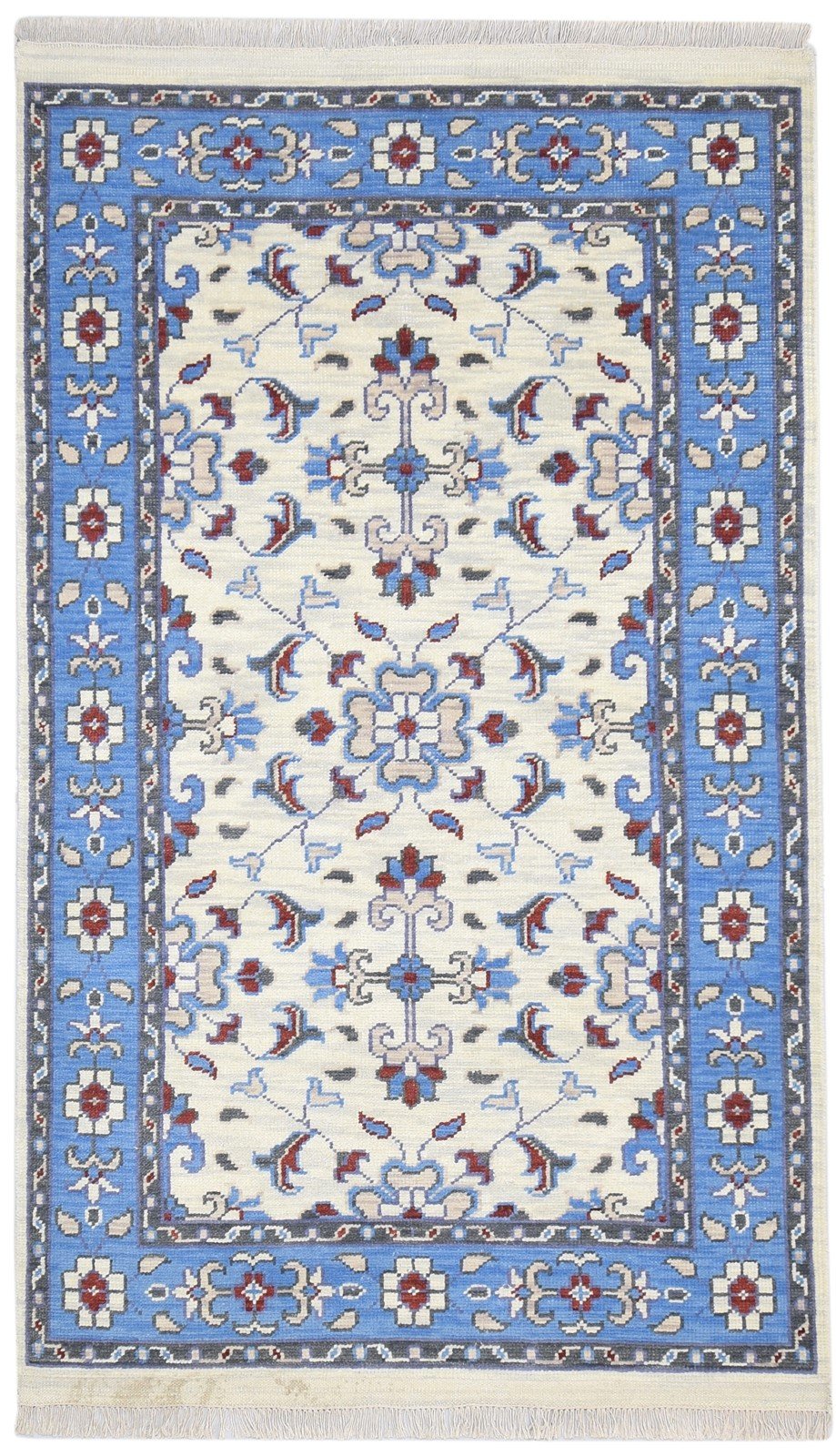 Hand Knotted Blue Wool Rug 5' X 8' Persian Kashan Oriental Room Size Carpet 