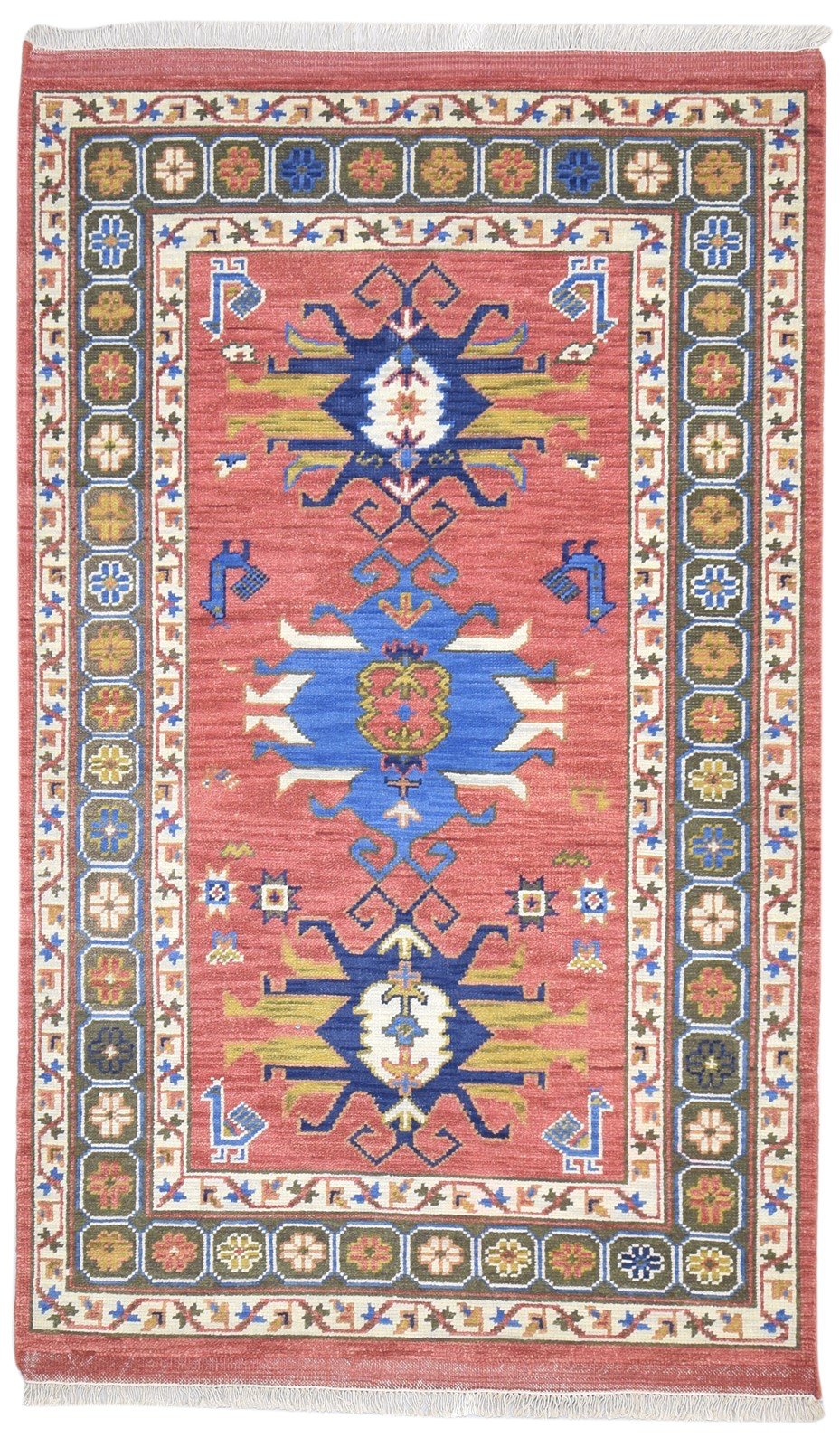 Red Wool Rug 5' X 8' Persian Hand Knotted Kazak Tribal Room Size Carpet 