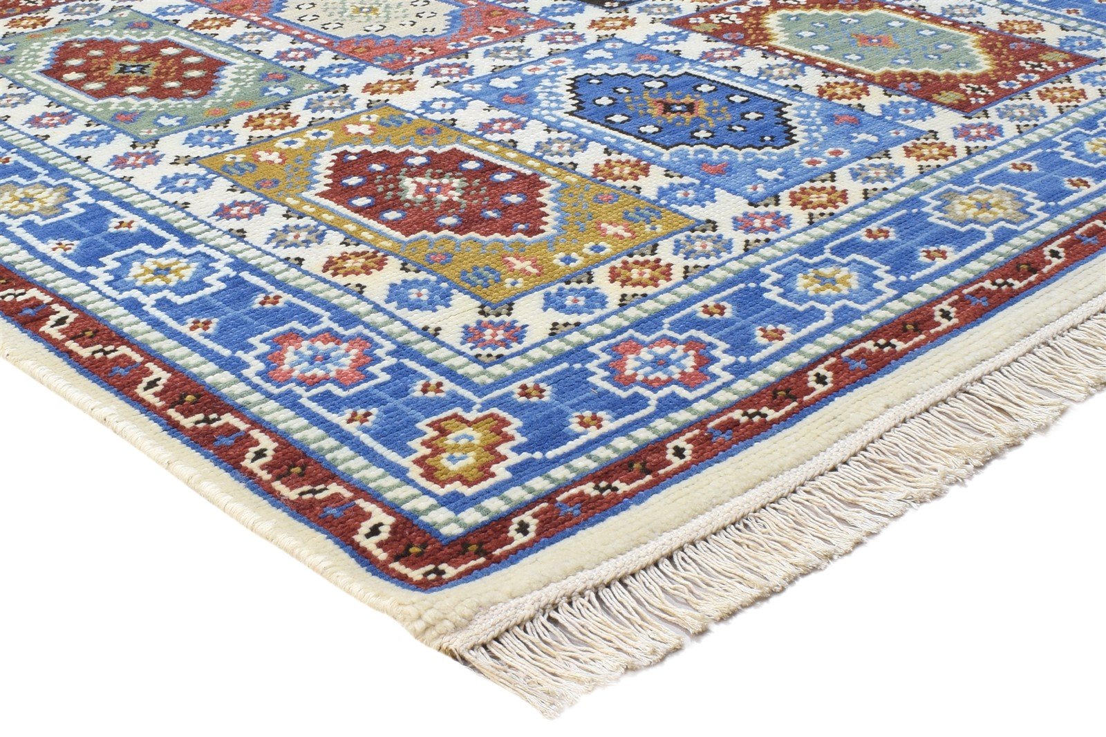 Hand Knotted Blue Wool Rug 5' X 8' Persian Bakhtiari Tribal Room Size Carpet 