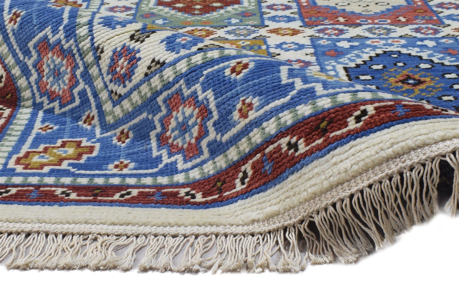 Hand Knotted Blue Wool Rug 5' X 8' Persian Bakhtiari Tribal Room Size Carpet  Area Rug 