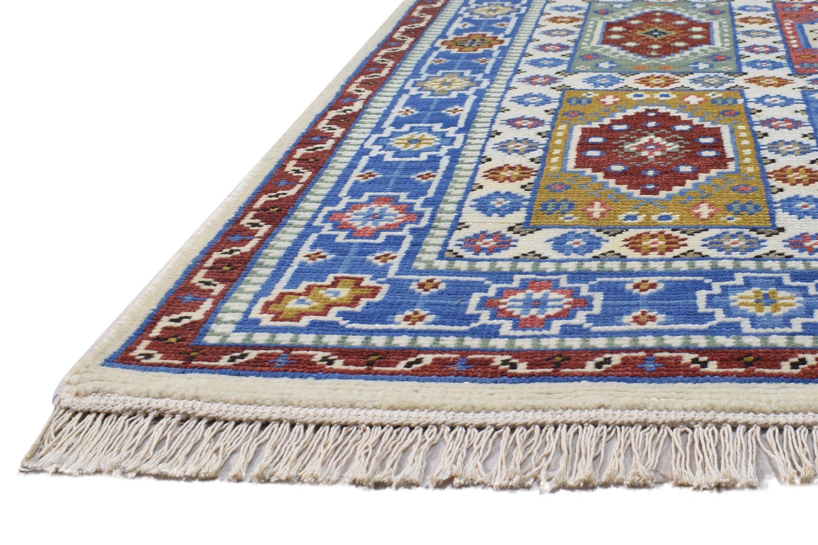 Hand Knotted Blue Wool Rug 5' X 8' Persian Bakhtiari Tribal Room Size Carpet 