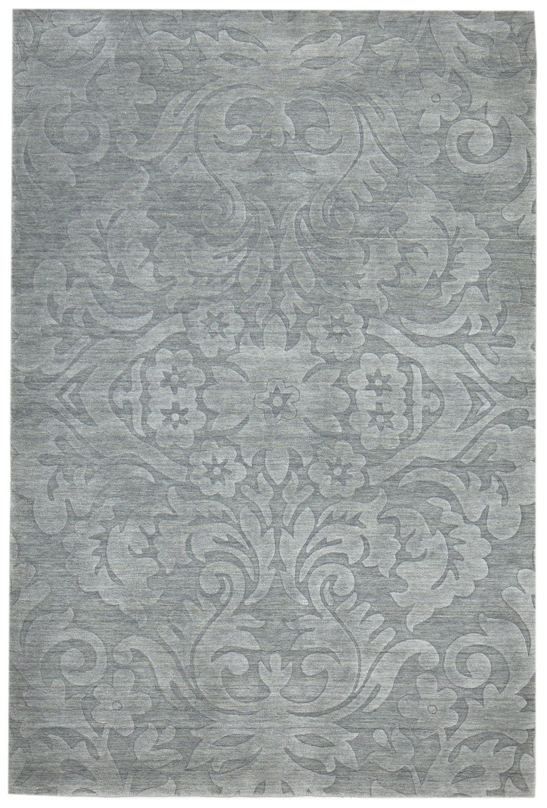 Dark Grey Wool Rug 5' X 8' Modern Handloom French Floral Room Size Carpet 