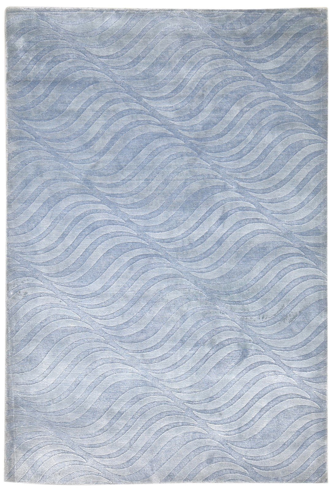 5' X 8' Rug Silk Blue Modern Handloom Scandinavian Swirls Room Size Carpet 