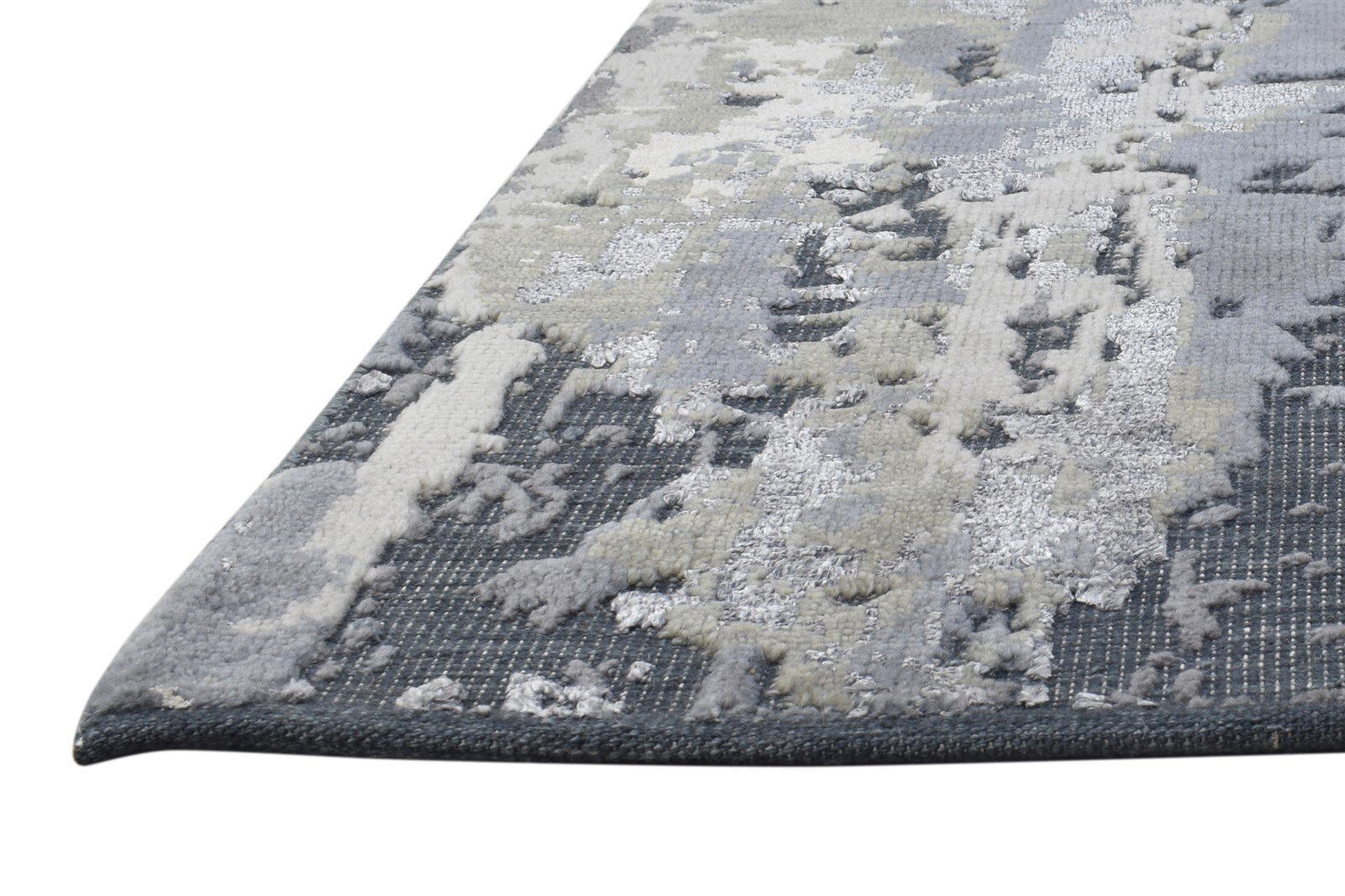 Grey Wool Rug 5' X 8' Modern Hand Knotted Indian Abstract Room Size Carpet 