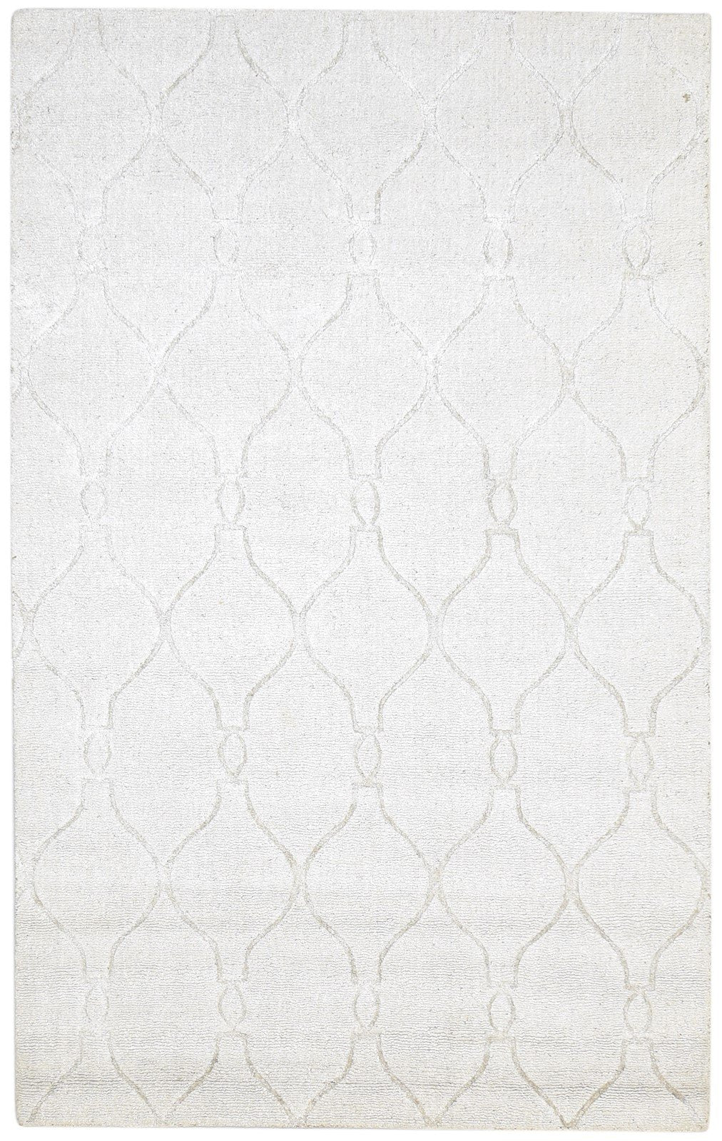 Silk Off-White Rug 5X8 Modern Hand Knotted Scandinavian Trellis Room Size Carpet 