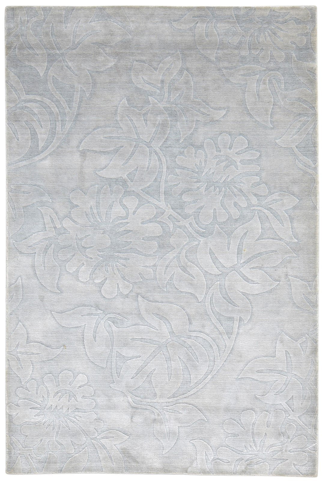 5' X 8' Rug Silk Grey Modern Handloom French Floral Room Size Carpet 