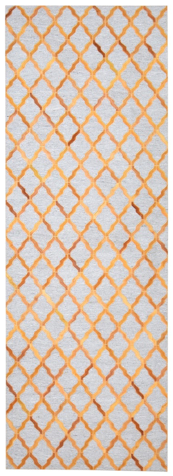 Leather / Cotton Orange Rug 3X9 Modern Hand Woven Moroccan Trellis Room Size 