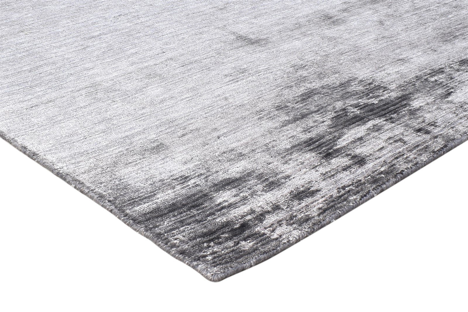 Handloom Charcoal Silk Rug 5' X 8' Modern Scandinavian Solid Room Size Carpet 