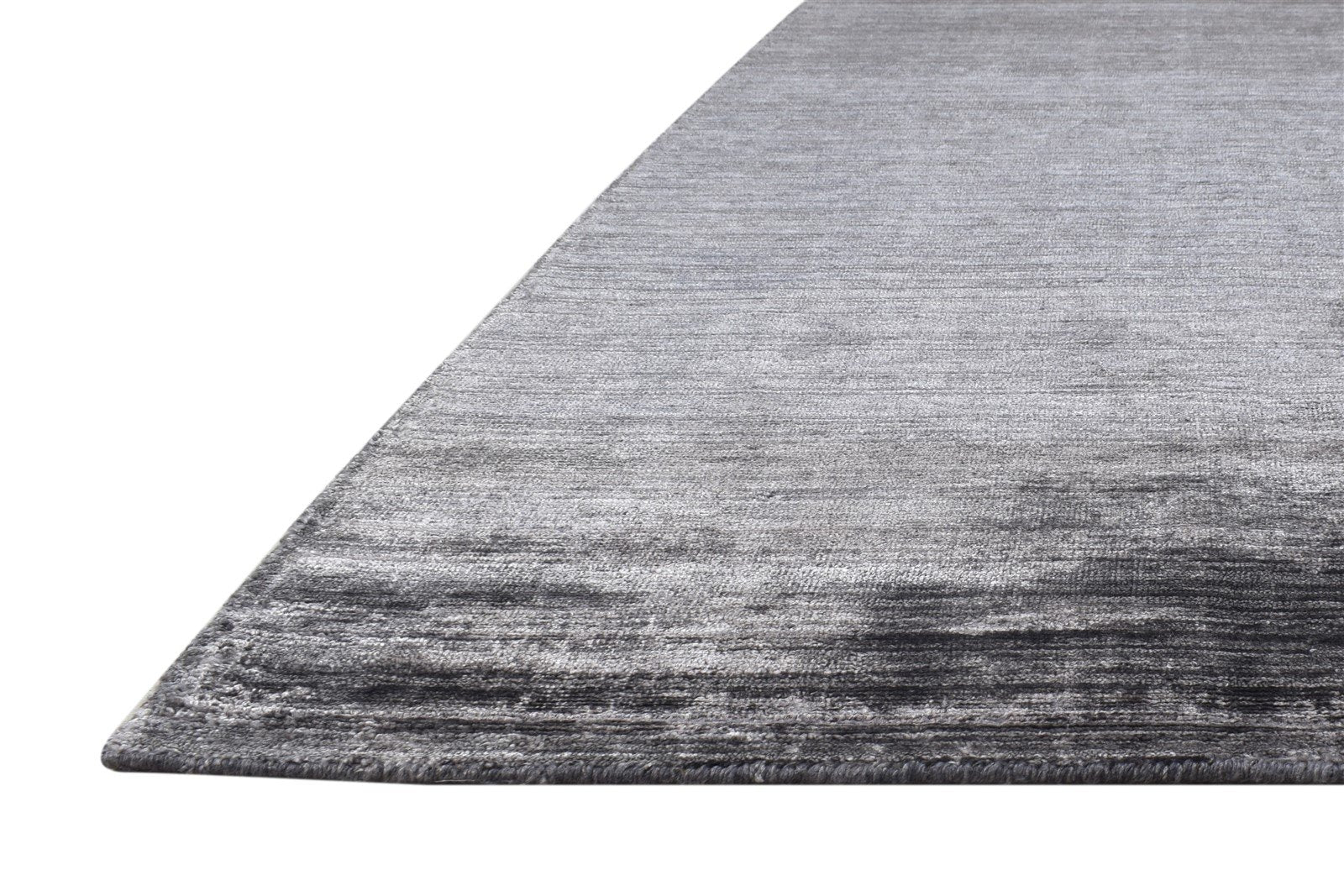 Handloom Charcoal Silk Rug 5' X 8' Modern Scandinavian Solid Room Size Carpet 