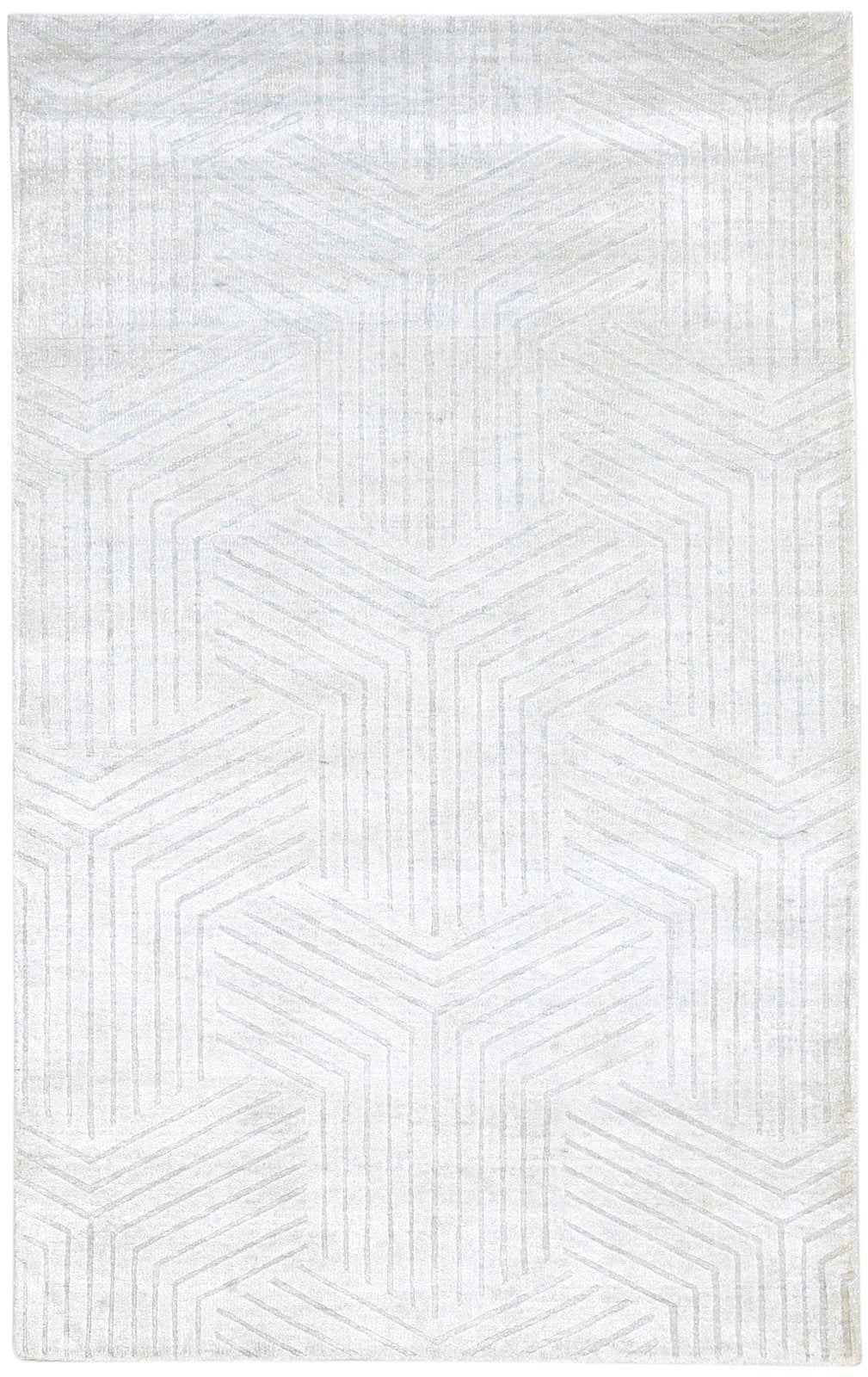 Silk Silver Rug 5X8 Modern Hand Knotted Scandinavian Geometric Room Size Carpet 