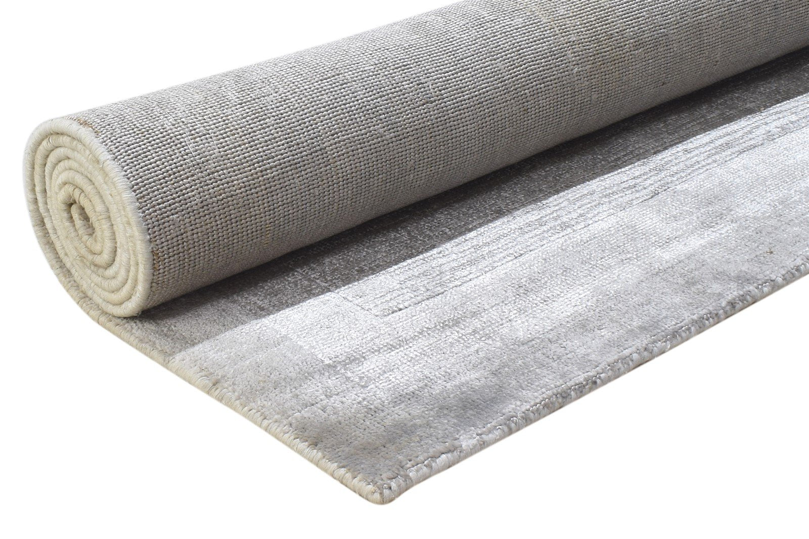 Handloom Dark Grey Silk Rug 5' X 8' Modern Scandinavian Solid Room Size Carpet 