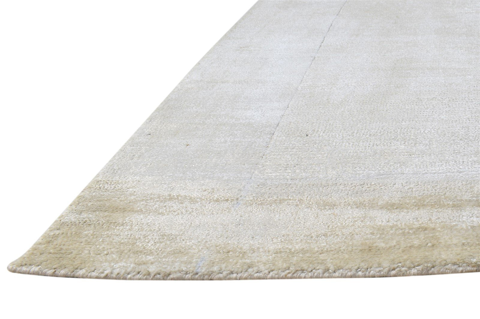 Handloom Beige Silk Rug 5' X 8' Modern Scandinavian Bordered Room Size Carpet 