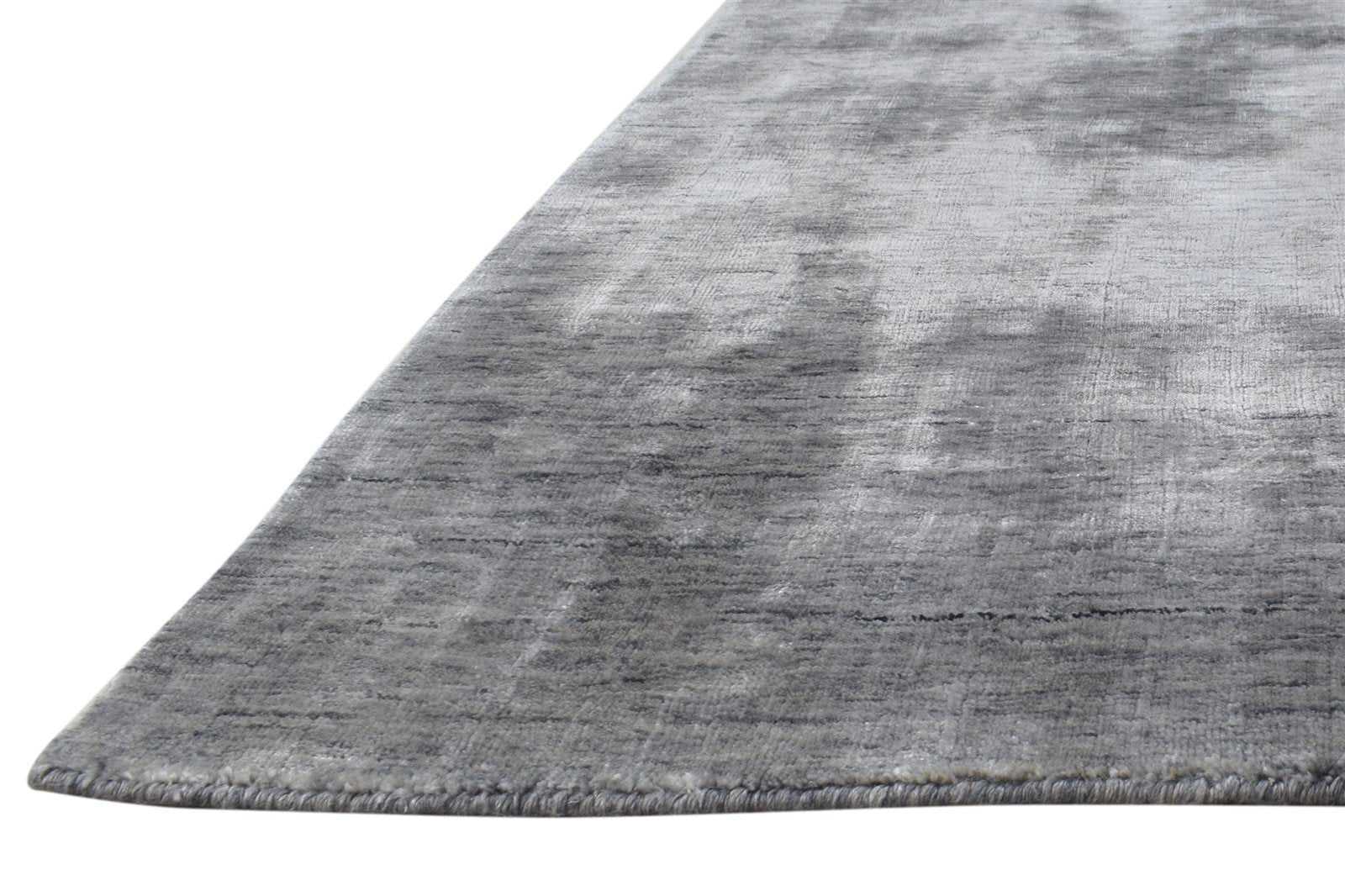 Handloom Dark Grey Silk Rug 5' X 8' Modern Scandinavian Solid Room Size Carpet 