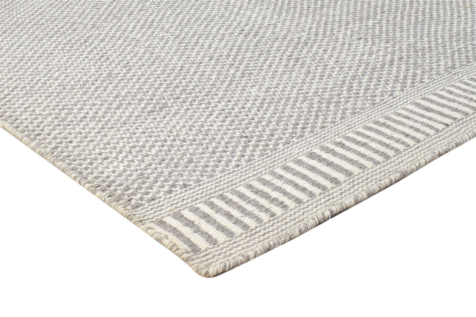 5' X 8' Rug Wool Grey Modern Dhurrie Scandinavian Solid Room Size Carpet 