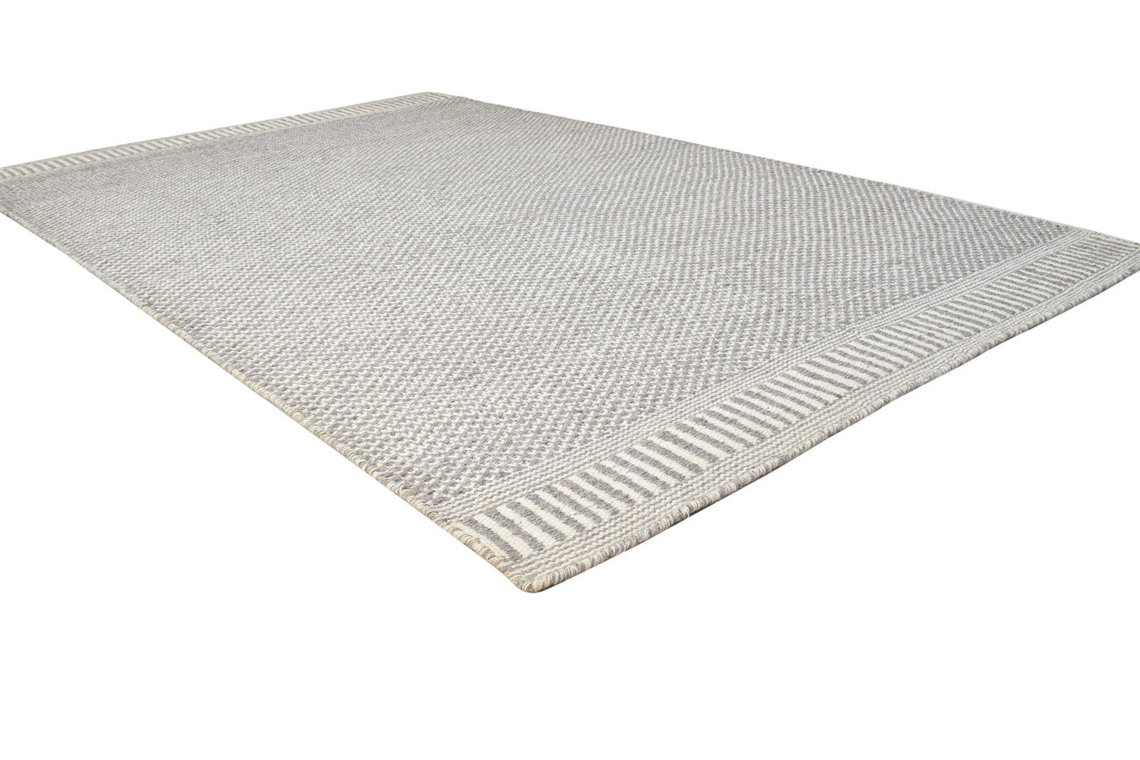 5' X 8' Rug Wool Grey Modern Dhurrie Scandinavian Solid Room Size Carpet 