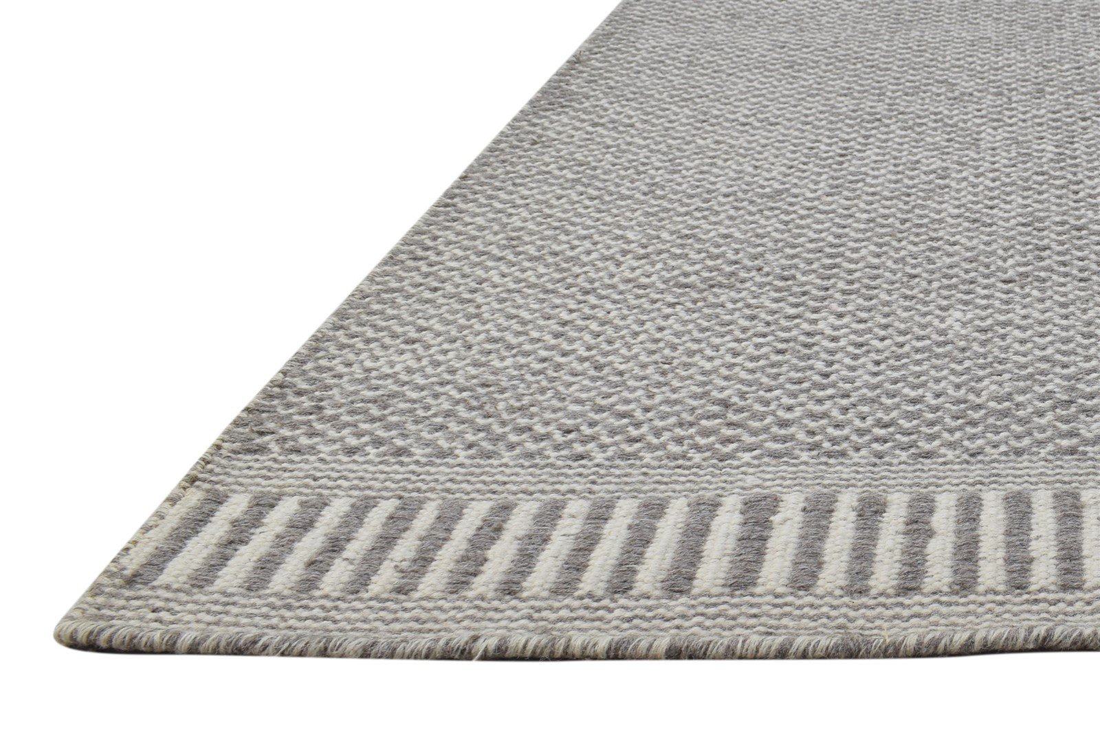 5' X 8' Rug Wool Grey Modern Dhurrie Scandinavian Solid Room Size Carpet 