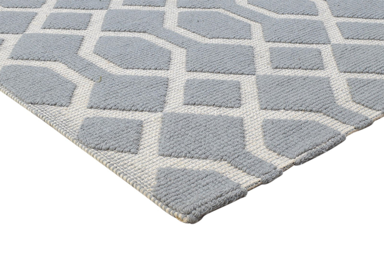 Dhurrie Dark Grey Wool Rug 5' X 7' Modern Moroccan Trellis Room Size Carpet 