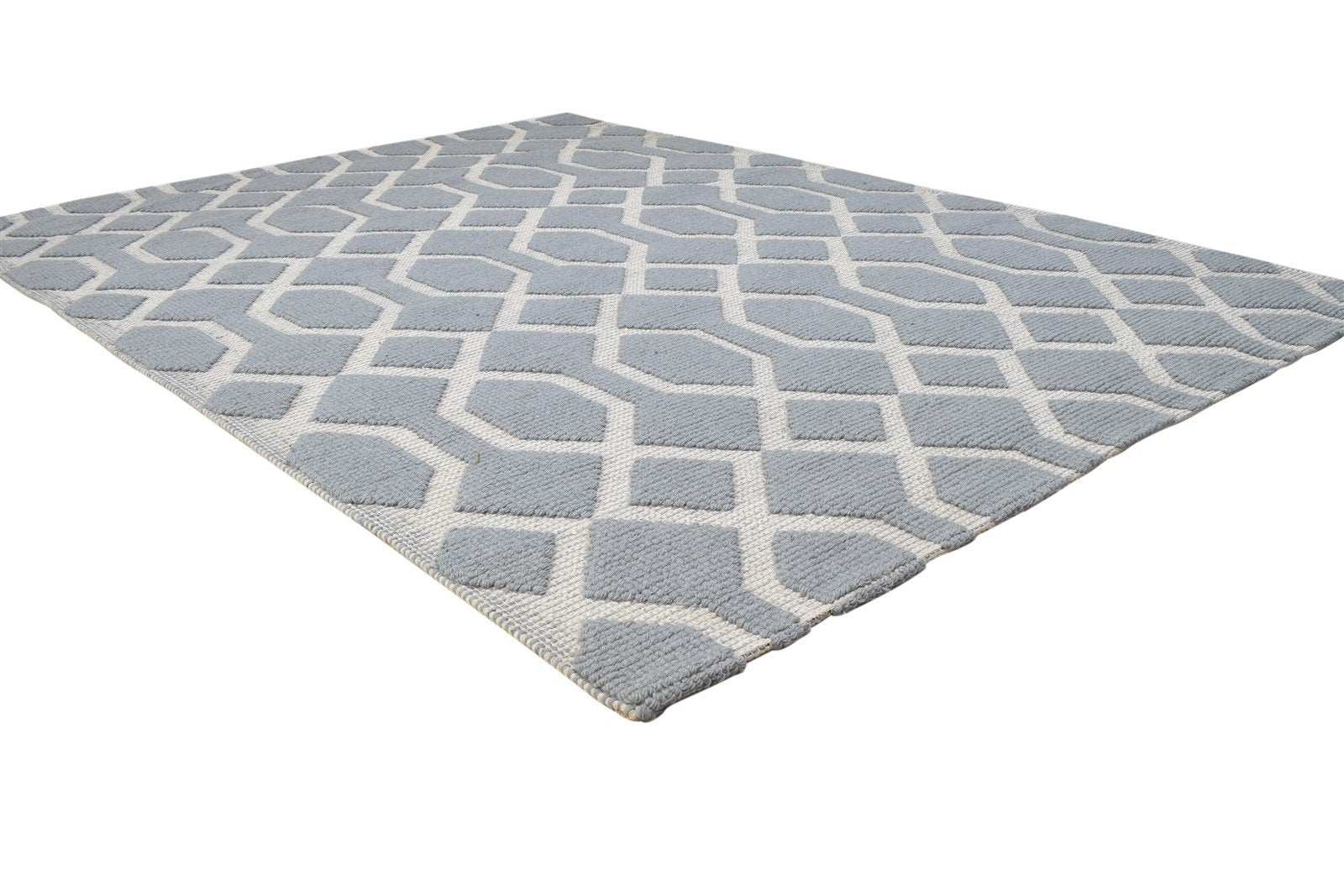 Dhurrie Dark Grey Wool Rug 5' X 7' Modern Moroccan Trellis Room Size Carpet 