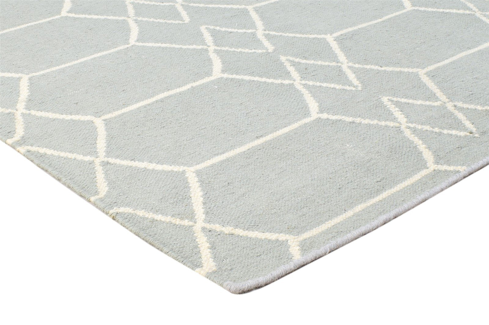 Dhurrie Grey Wool Rug 5' X 7' Modern Moroccan Trellis Room Size Carpet 